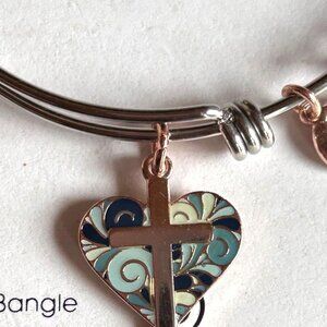 Love This Life Faith Heart Bracelet Stainless Steel W/ Silver Plated Charms